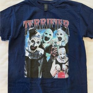 Terrifier Horror Movie Graphic Tee T-Shirt in Navy Blue